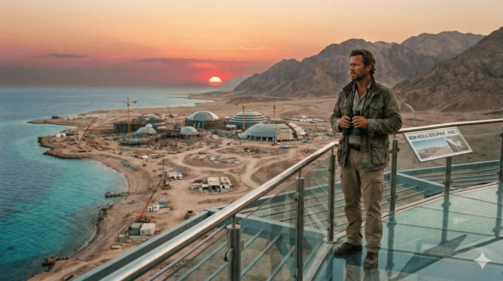 A high-level consultation in a prestigious, traditionally styled study. A man in a dark business suit leans in to share confidential information with a seated man wearing a white thobe and ghutra. The room features mahogany-style paneling and a glowing desk lamp, emphasizing a mood of extreme discretion and elite service.