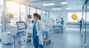 State-of-the-art JCI-accredited clinical unit featuring a professional nurse utilizing advanced medical technology and international patient safety protocols in the Gulf.