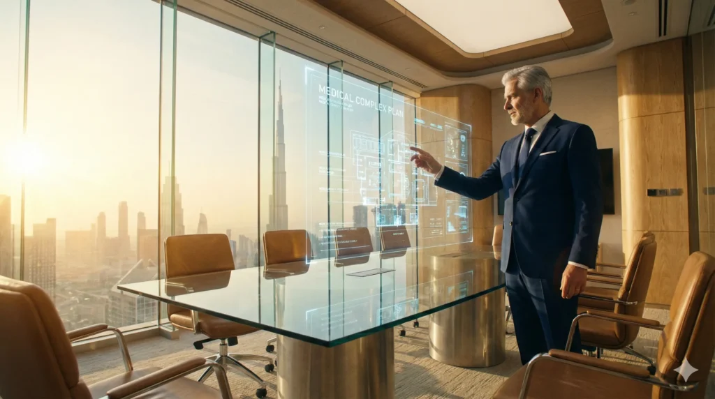 7 Critical Rules for Securing Western Clinical Executives in GCC Healthcare 4 Western Clinical Executives GCC leading a clinical governance meeting in a premium GCC private hospital