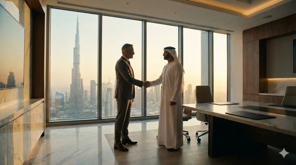 Western Consultant Compensation negotiation in Dubai luxury office