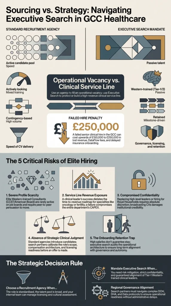 Executive Search vs Recruitment Agency in GCC Healthcare 5 Critical Risks Executive Search vs Recruitment Agency in GCC Healthcare 5 Critical Risks