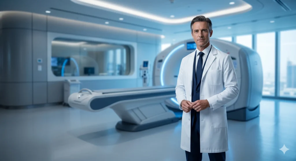 Western-trained Nuclear Medicine Consultant in a luxury GCC diagnostic center.