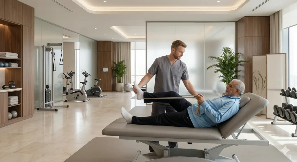 Rehabilitation Recruitment GCC: How Private Hospitals and Clinics Build a Western-Trained Service Line That Retains 1 Western-trained physiotherapist delivering one-to-one rehabilitation in a premium Gulf private hospital.
