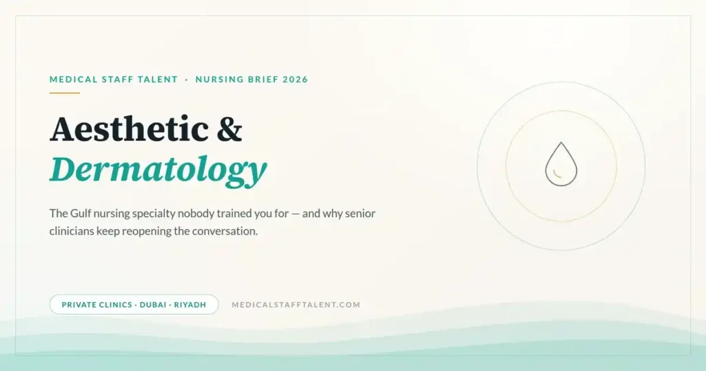 Aesthetic and Dermatology Nursing in the Gulf: The Specialty Nobody Trained You For 4 Medical Staff Talent nursing brief cover: aesthetic and dermatology nursing in the Gulf for Western-trained nurses