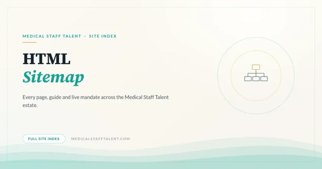 Medical Staff Talent site index cover: HTML sitemap of all pages and guides