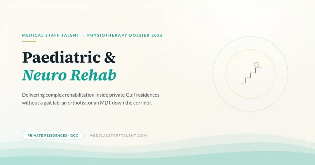 Paediatric and Neurological Rehabilitation Inside Private Gulf Residences 3 Medical Staff Talent physiotherapy dossier cover: paediatric and neurological rehabilitation inside private Gulf residences
