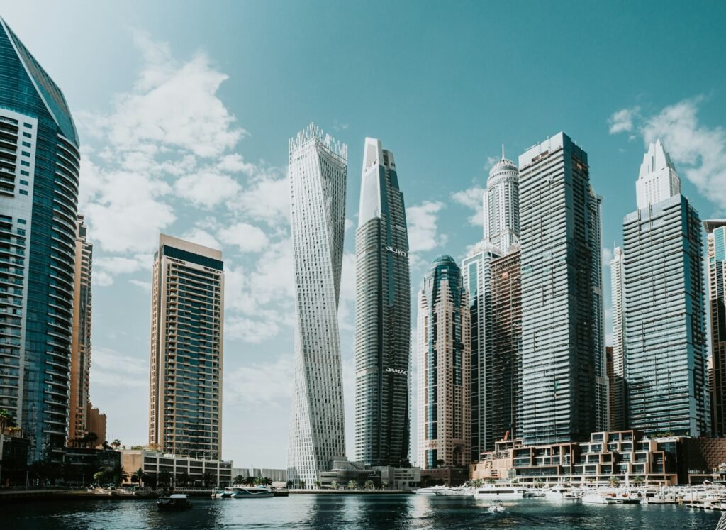 Tax-Free Wealth Preservation in the Gulf: The 2026 Executive Guide for Western-Trained Doctors, Physiotherapists & Nurses 1 Dubai skyline at dusk, symbolising tax-free wealth preservation for Western-trained clinicians relocating to the GCC