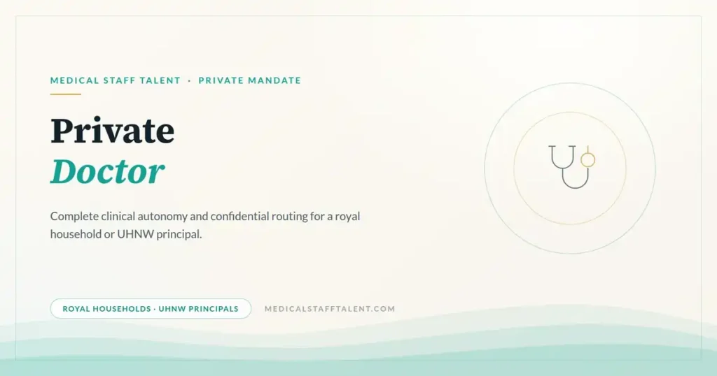 Medical Staff Talent private mandate cover: private doctor for a royal household or UHNW principal in the Gulf