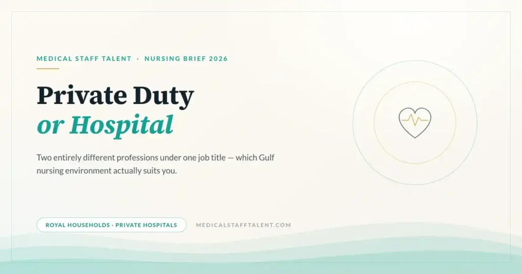 Medical Staff Talent nursing brief cover: private duty nursing versus hospital nursing in the Gulf for Western-trained nurses