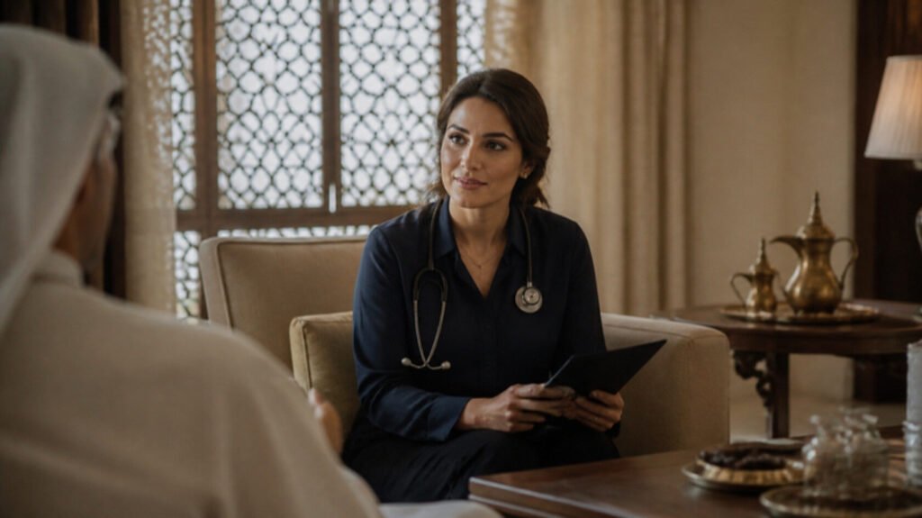 Arabic-Speaking UK-Trained Clinicians: Private Family Roles in the Gulf 1 Arabic-speaking UK-trained clinician talking with a family member in a private residence in the Gulf