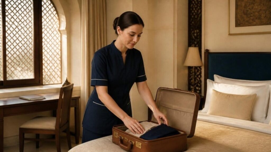 Live-In and Single-Status: What a Private Clinical Appointment with a Gulf Family Really Involves 2 Private nurse settling into her staff suite in a Gulf family residence for a live-in, single-status appointment